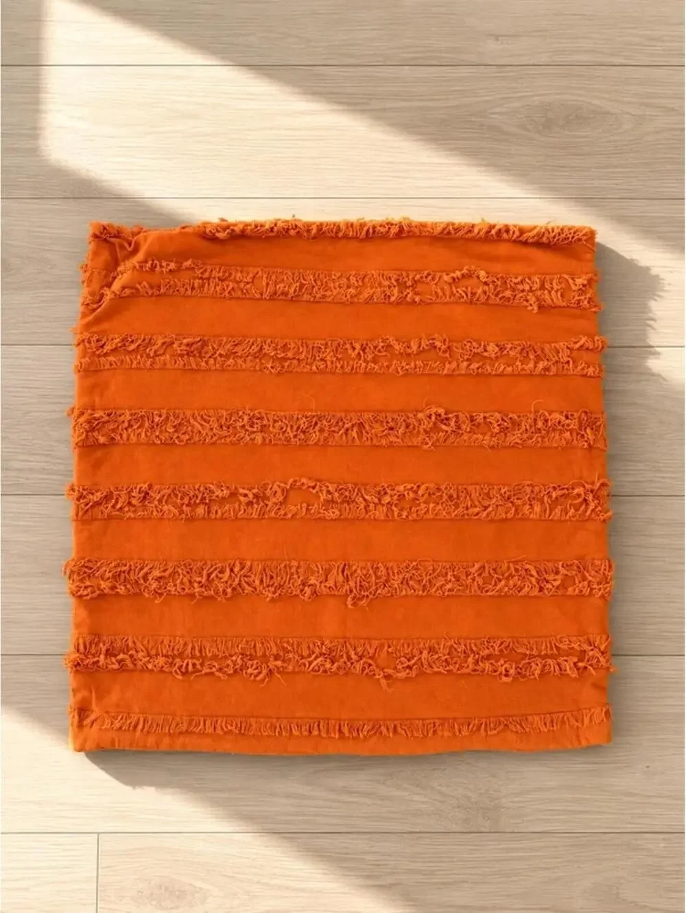 Set of 2 Burnt Orange Fringe Throw Pillow Covers 18x18 Cotton Linen Boho